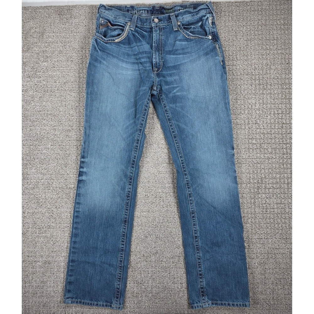 Ariat M5 Slim Straight Leg Jeans Mens 36x34 Blue Denim Heavy Stitching